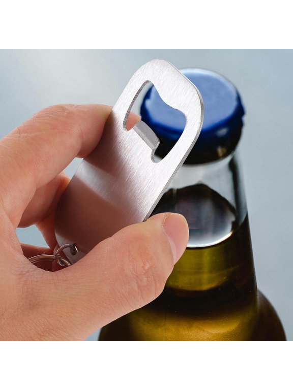 8-Piece Small Aluminum Alloy Bottle Opener Keychain, Clear Double-Sided Printed Design, Portable Key