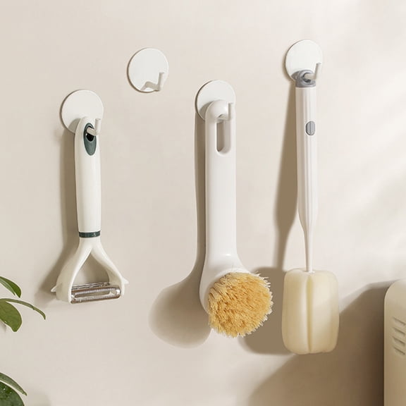 PAMINGONO 8Pcs Wall Sticky Hooks Adhesive Wall Hooks for Hanging Round Edge Stainless Steel Simple Design