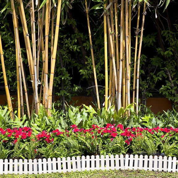 PAMINGONO 8Pcs White Plastic Fence for Garden and Yard in Rustic Style 12X6.7In