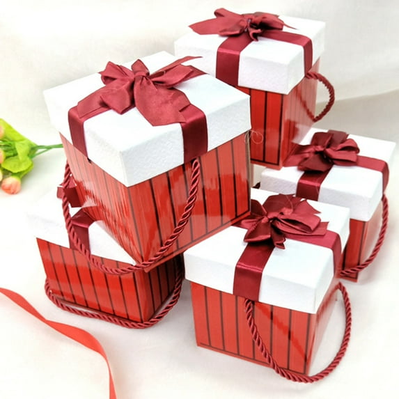 PAMINGONO 8Pcs present Box for Christmas Gifting Red Corrugated Paper 3.93x3.93x3.93 Inch