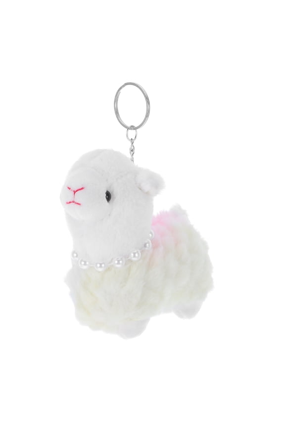 Alpaca Shape Stuffed Alpaca Keychain Charm Kawaii Keychain for Animal Lovers and Students 3.9X3.9X2.0In 1Set