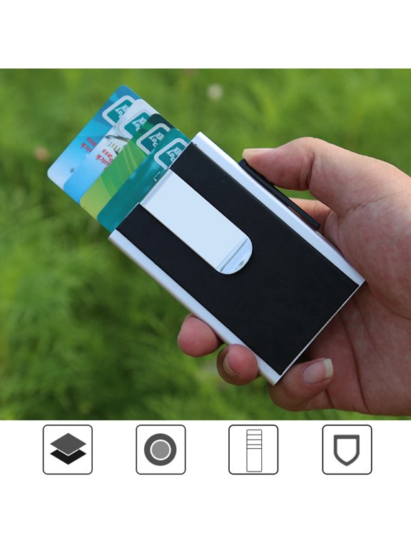 Black Metal Card Holder Wallet with Anti Degaussing and Elegant Finish