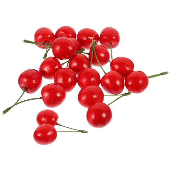 PAMINGONO Lifelike Cherry Model Artificial Cherry Ornament Red Plastic 10pcs