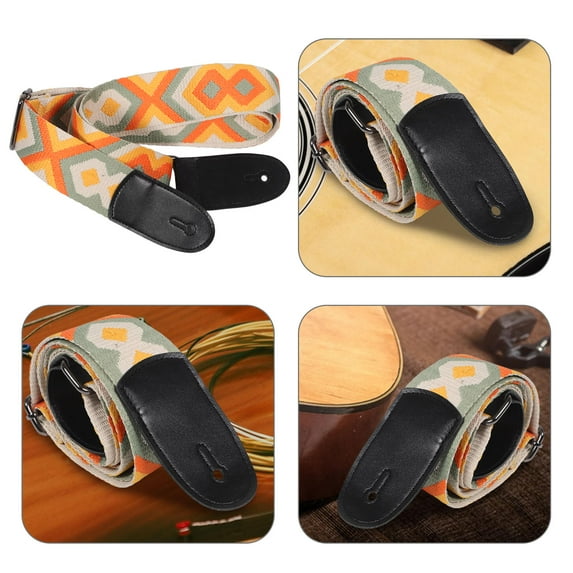 PAMINGONO Adjustable Wide Crossbody Guitar Strap with Unique Ethnic Design for Comfortable Acoustic and Bass Guitar Playing