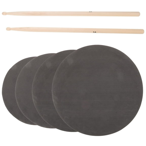 PAMINGONO Black Noise-absorbing Drum Practice Pad Set with Silencer Pads and Drum Sticks Compact Portable 1