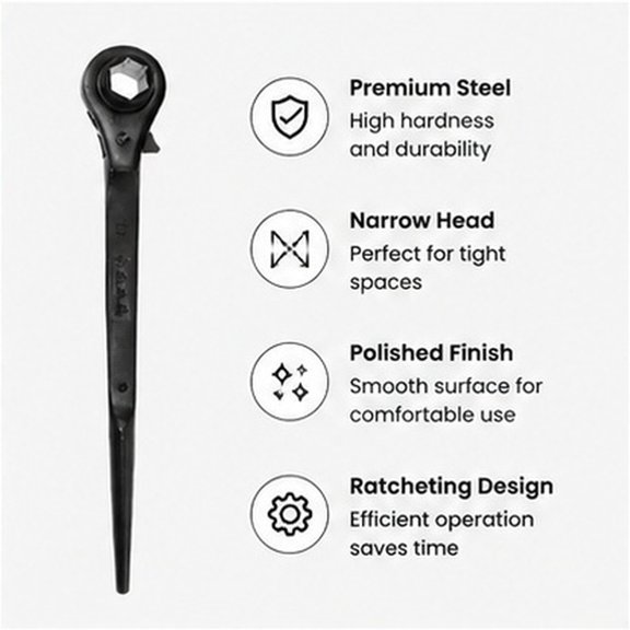 PAMINGONO Black Pointed Tail Ratchet Wrench, Steel Hand Tool for Auto Repair and Maintenance Shop Tasks