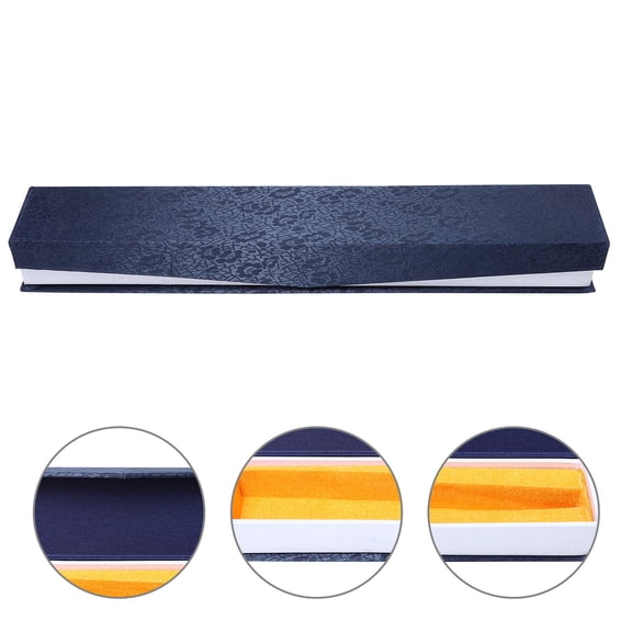 PAMINGONO Blue Folding Fan Storage Box 1Pcs with Linen and Paper for Adults