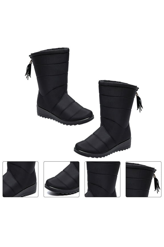 Boots -tube Style with Tassel Design Black 1 Pair