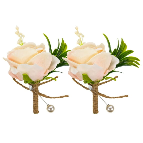 PAMINGONO Boutonniere for Groom with Forest Style Decorative Corsage for Wedding 2Pcs