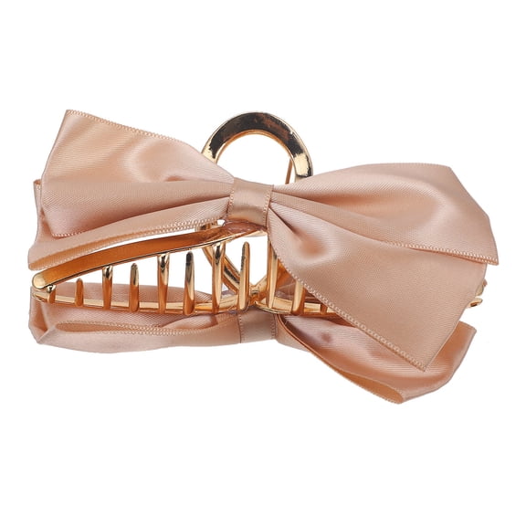 PAMINGONO Bow Hair Claw Clip 1Set Khaki Color Metal Material Strong Grip for Women Various Occasions