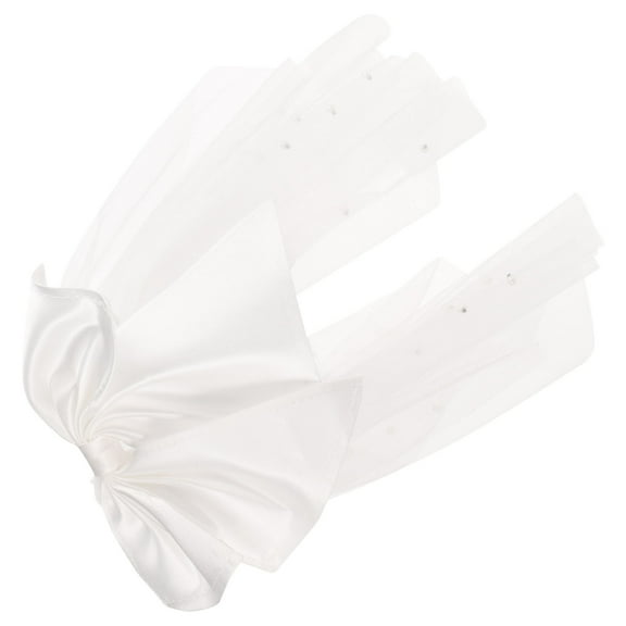 PAMINGONO Bridal Veil 1Pack White Gauze Bow Shape for Women Wedding and Engagement