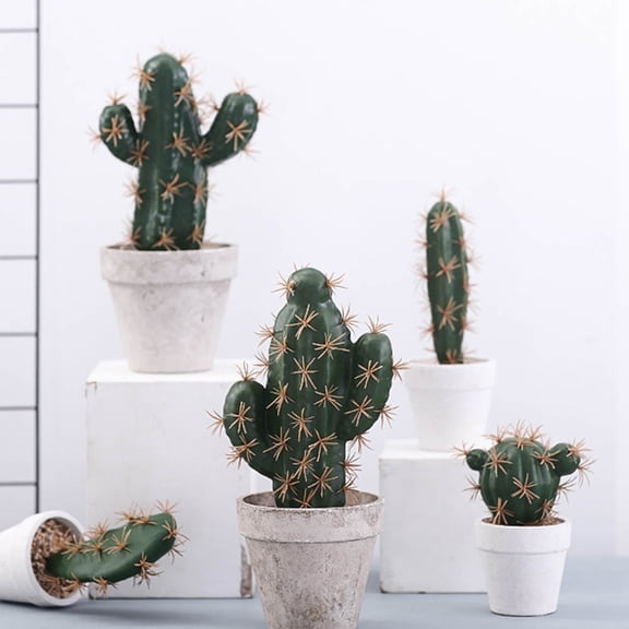 PAMINGONO Cactus Artificial Plants Cactus Bonsai Green Plastic 9.5x3.7x9.4in 1Pcs Room
