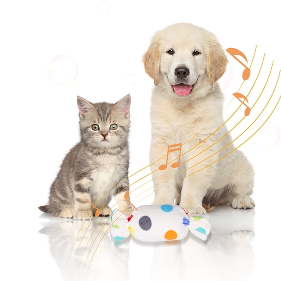 PAMINGONO Candy Shaped Squeaky Dog Toy 2Pcs Plush for Puppies Teething Relief Playtime