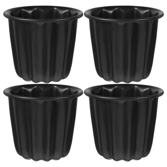 PAMINGONO Cupcake Pans Carbon Steel Cake Baking Molds Dark Grey 4Pcs 2.59x2.24x2.24in