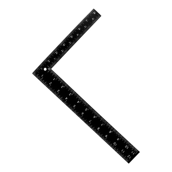 PAMINGONO Woodworker's Right-Angle Ruler Steel Carpenter Ruler Black 1 Set