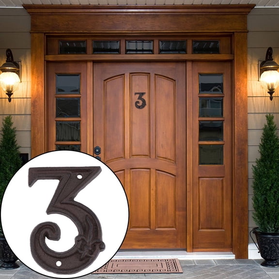 PAMINGONO Vintage Cast Iron Door Address Number with Hammered Finish and Mounting Hardware Included