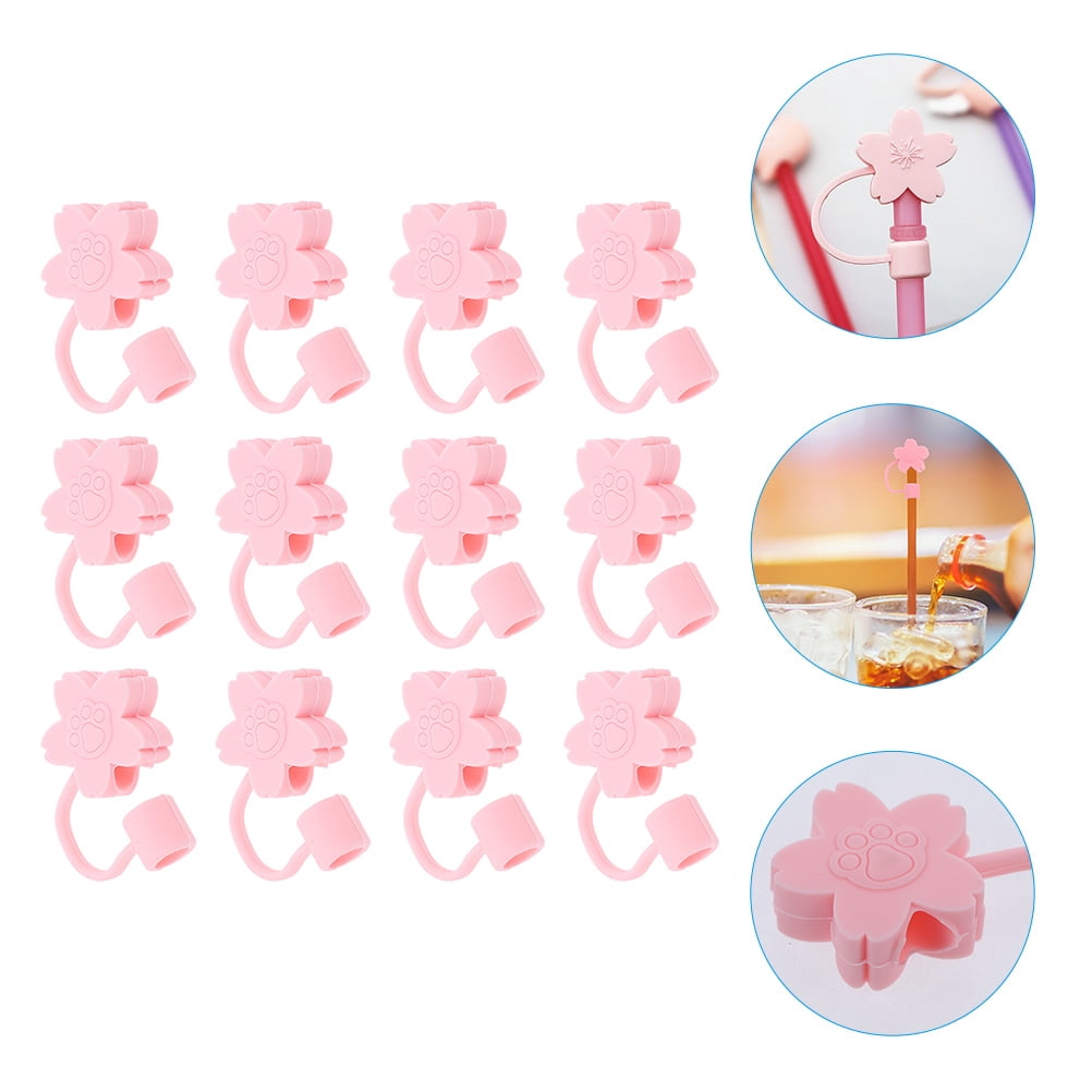 PAMINGONO Cherry Blossom Shaped Silicone Straw Protectors 12Pcs For ...