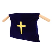 PAMINGONO Church Blue Embroidered Cross Offering Bag Pouch Large Capacity