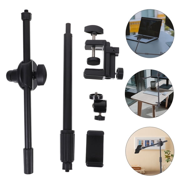 PAMINGONO Overhead Phone Mount for Desk with Adjustable Articulating Arm in Black