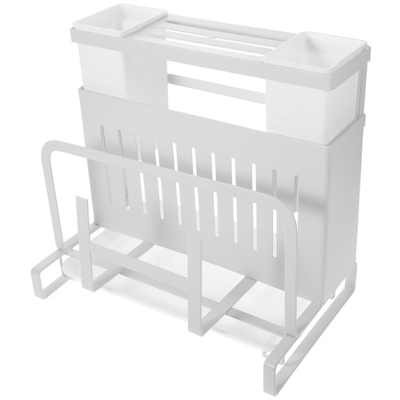 PAMINGONO Clear Frame White Kitchen Cutter Organizer Stand for Efficient Cutter and Utensil Storage Solution