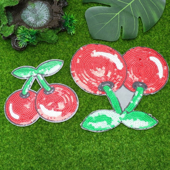 PAMINGONO Clothing Applique 2Pcs Multi Color Cherry Shape Patches for Diy Projects and Fashion Decoration
