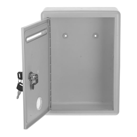 PAMINGONO Gray Wall Mounted Lockable Donation Box with Slot, Secure Suggestion Ballot Box for Office School Use