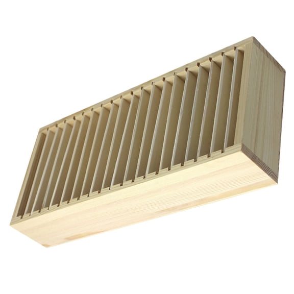 PAMINGONO Wooden Business Card Holder with Multi-Compartment Design, Khaki Storage Organizer for Office and Desk