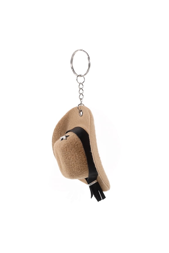 Cowboy Keychain Pendant In Khaki Color Mini Hat Shape For Women And Men 1Pcs
