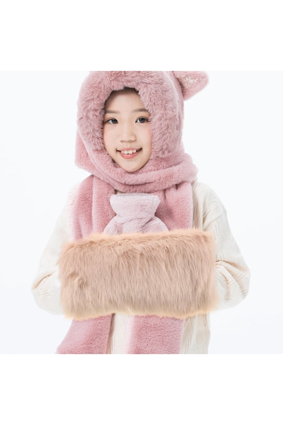 Plush Beige Furry Hand Muff Warmer Pillow, Cozy Winter Hand Warmer for Outdoor and Indoor Use