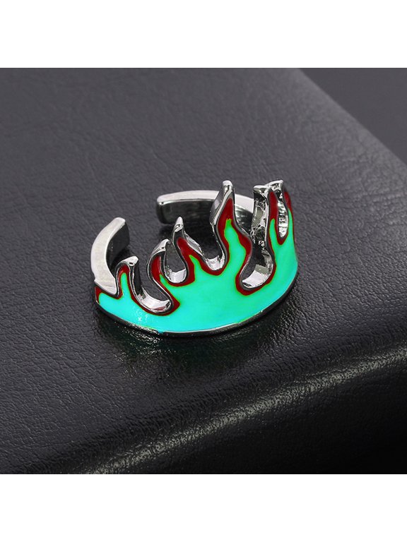 Creative Flame Shaped Metal Ring Adjustable Finger Ring for Decor