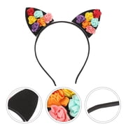 PAMINGONO Flower Hairband Cat Ears Headband with Multicolor Roses for Stage Performance
