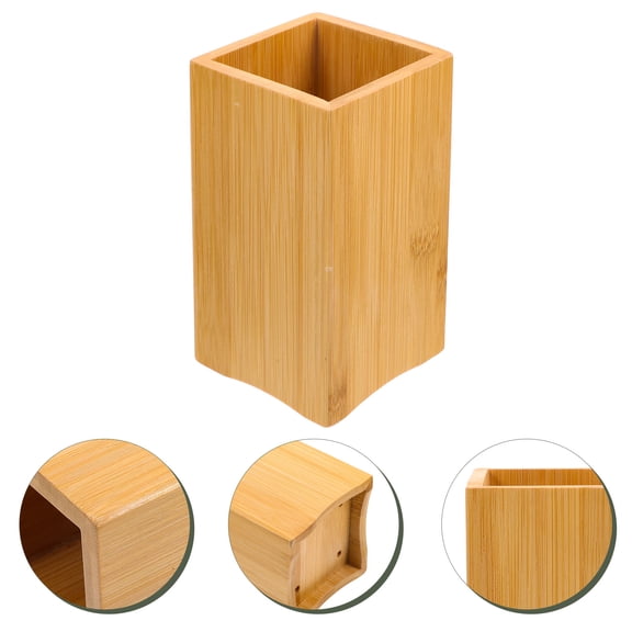 PAMINGONO Light Brown Bamboo Utensil Holder for Kitchen Counter and Stylish