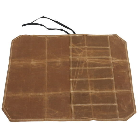 PAMINGONO Light Brown Canvas Cutlery Roll Bag Organizer for Chef Tools, Utensil Storage Pouch