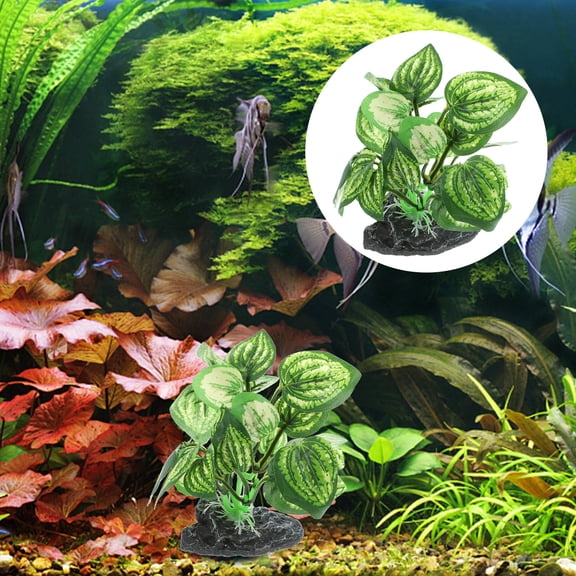 PAMINGONO Decoration for Fish Tank 1Set Light Green Artificial Plant 6.8x4.5x10cm Plastic Resin