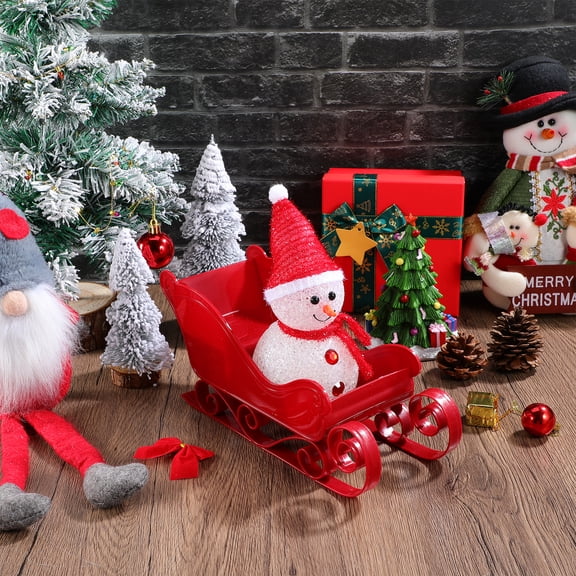 PAMINGONO Decorative Christmas Sleigh Red Plastic 1Pack Friends