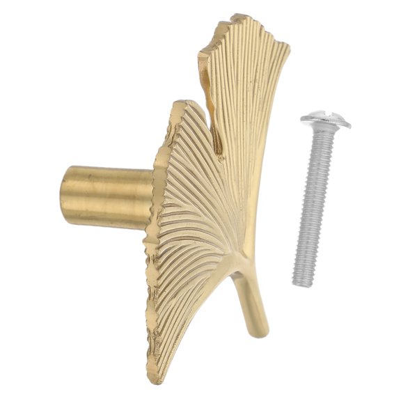 PAMINGONO Ginkgo Leaf Decorative Knobs Brass Furniture Pulls Scratch-Resistant for Wardrobes
