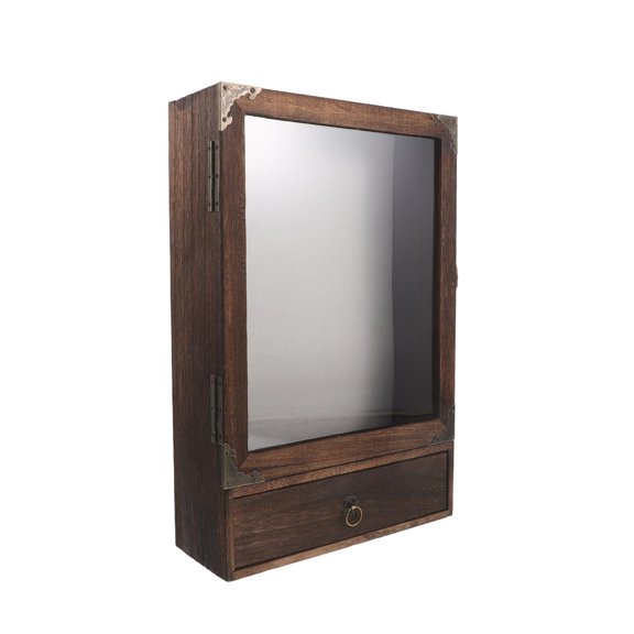 PAMINGONO Rustic Wood Shadow Box with Drawer for Elegant Display of Memorabilia