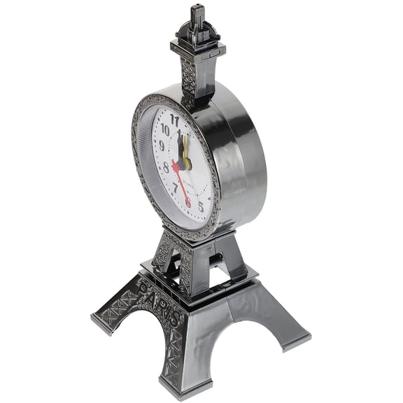 PAMINGONO Desk Alarm Clock Eiffel Tower Shape 1Pcs Grey Plastic For Home Office Convenient