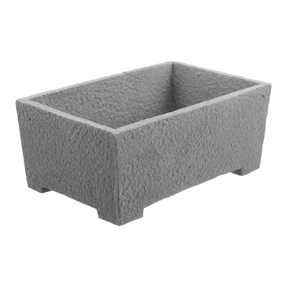 PAMINGONO Multifunctional Grey Stone Rectangle Flower Planter Pot for Home Office Garden