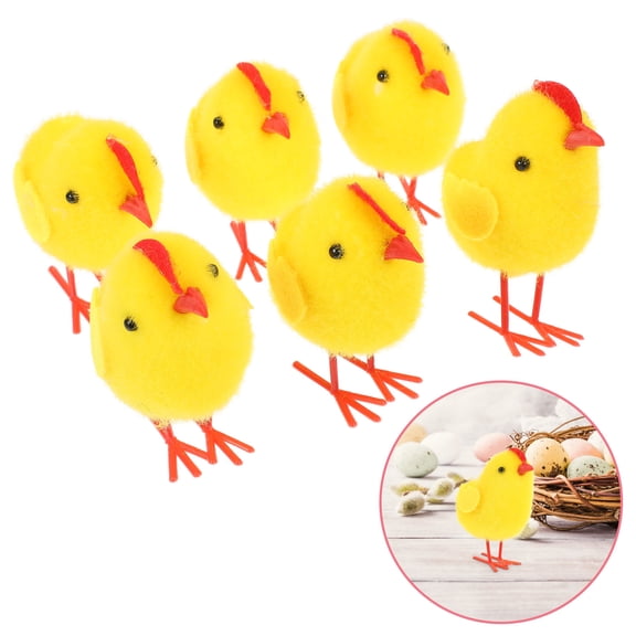 PAMINGONO 6Pcs Yellow Plush Chicken Easter Decoration Soft Cute Chick Home Ornament