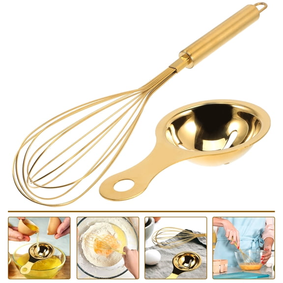 PAMINGONO Golden Stainless Steel Egg Whisk for Home Cooking 1 Set 12.22.42.4in