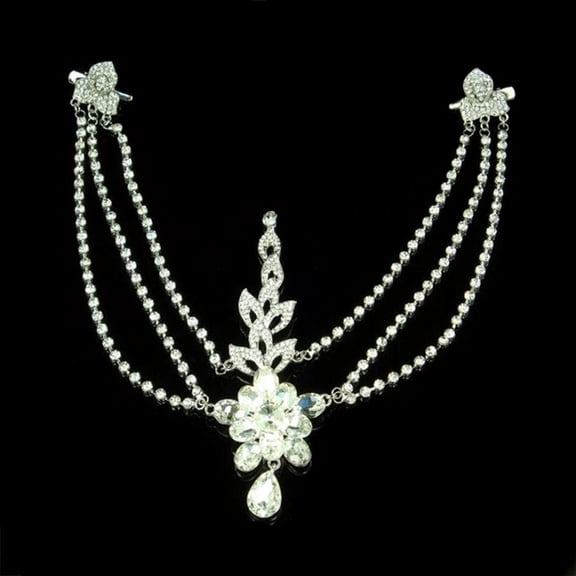 PAMINGONO Elegant White Alloy Chain Hair Accessory for Wedding, Party, and Special Occasion Forehead Jewelry