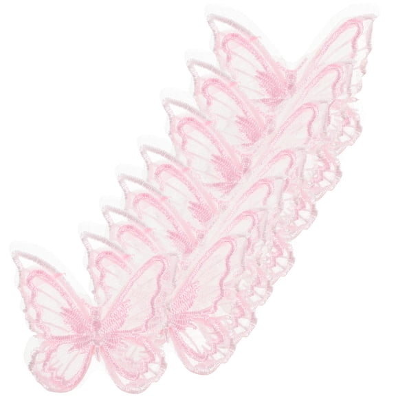 PAMINGONO Embroidery Butterfly Organza Patch Pink For Shoes 30Pcs 2.4X2.2X0.1In