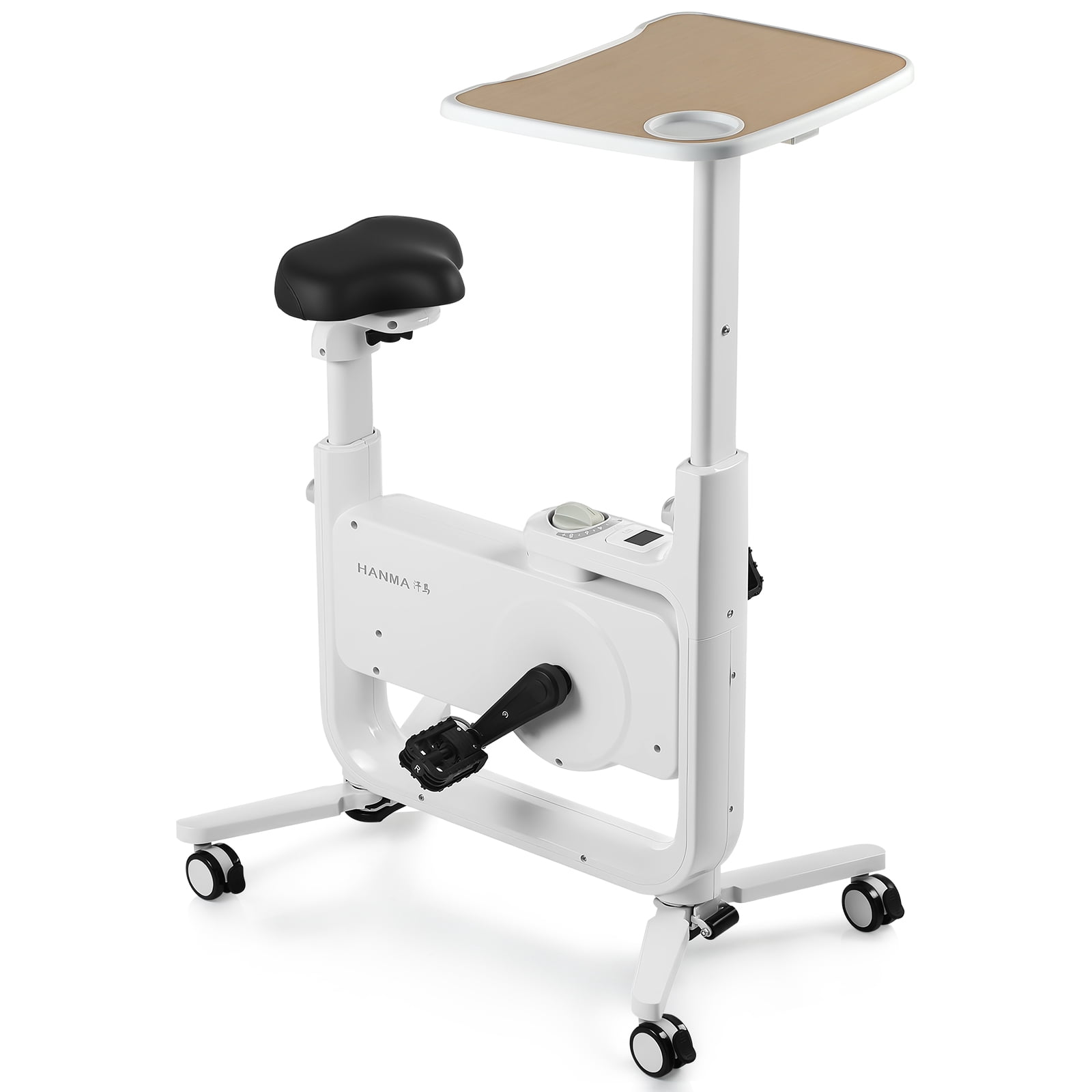 PAMINGONO Exercise Bike with Desk All-in- Desk Bike Stationary, Adjustable Resistance Indoor Workstation Bike 264 LBS Heavy Duty Magnetic Exercise Bike for Home Office