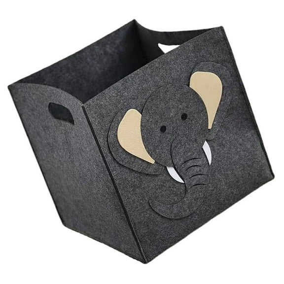 PAMINGONO Felt Storage Box Elephant Cartoon Shape Dark Grey 13.8x13.8x13.8in For Children 1Set