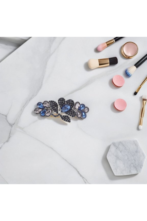 Elegant Korean Design Blue Rhinestone Hair Clip for Thick Hair Styling