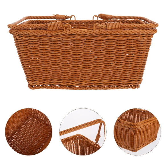 PAMINGONO Fruit Picking Basket Brown Rattan Simulation Material For Household Users 1Pack