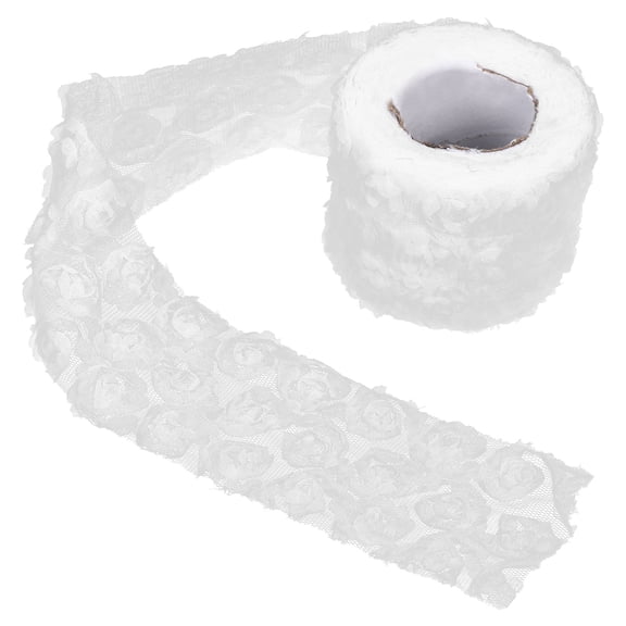 PAMINGONO Gauze Fabric Embroidery Flower Applique Costume Making Fabric 1 Roll 178.81X2.36In