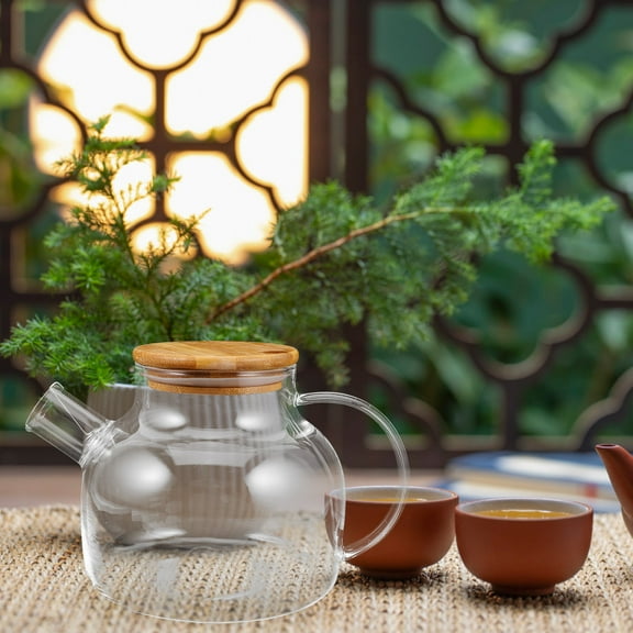 PAMINGONO Clear Glass Tea Pot with Spout and Lid Dishwasher Safe for Stovetop