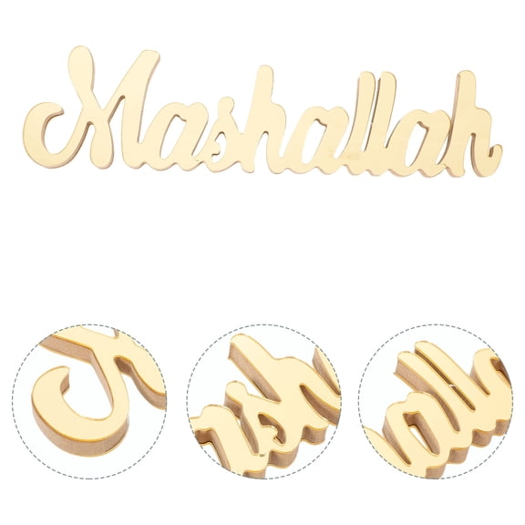 PAMINGONO Golden Acrylic Wood Eid Mubarak Table Sign Rectangular Home Decor Islamic Events 1Pcs